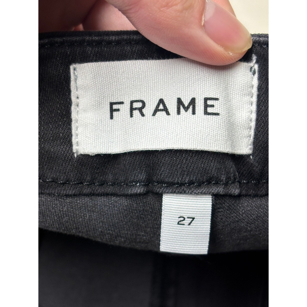 FRAME Le Crop Mini Boot Jeans Kerry Black Grey Raw Hem  Womens Size 27X27‎ - Picture 5 of 15